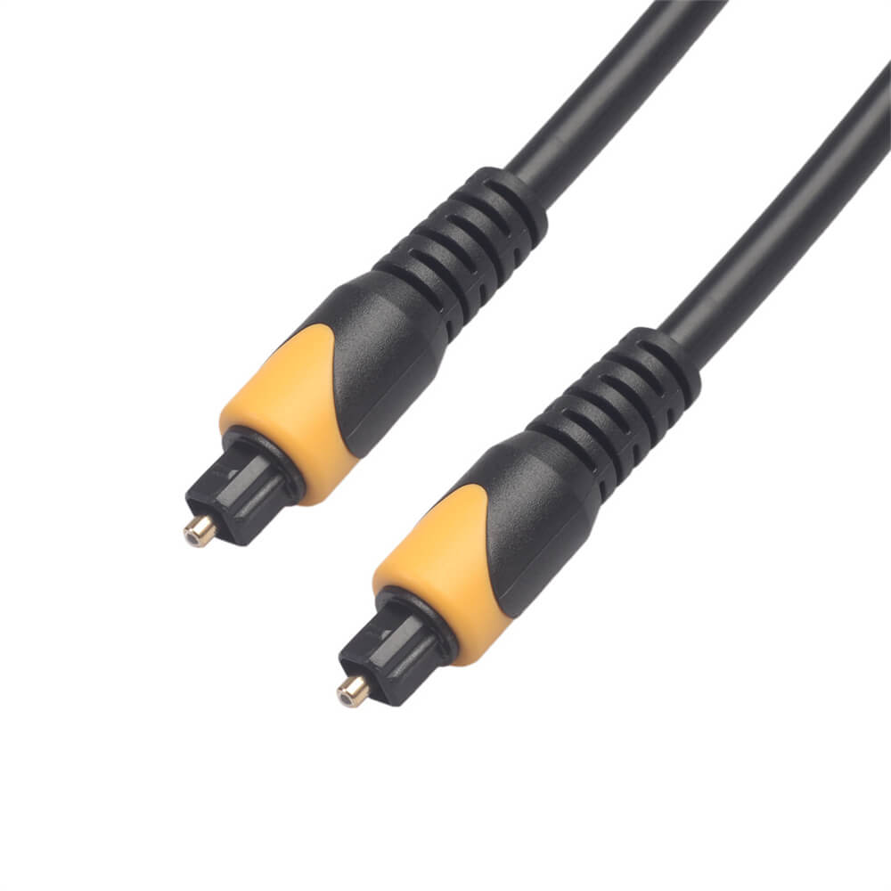 Par amarillo y negro Modo de color Spdif Toslink Fibra Decodificador Tv Puerto cuadrado Cable de audio de fibra óptica 1 metro
