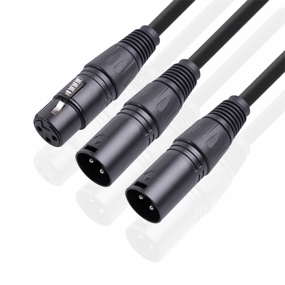 Cable de micrófono mezclador balanceado de tres núcleos XLR hembra a doble XLR macho de 0,5 m