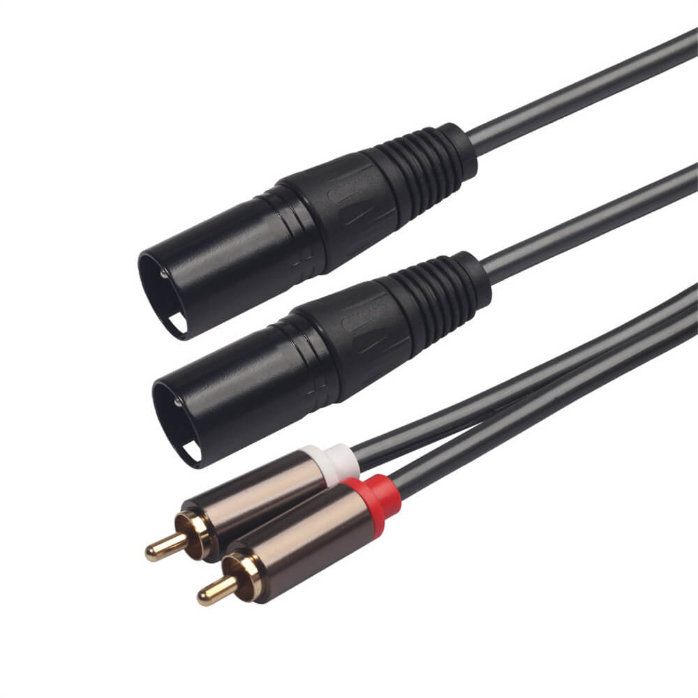 1,5 M 2RCA macho para duplo cabo XLR macho 2RCA para 2XLR cabo ofc cabo de áudio auxiliar blindado para amplificador