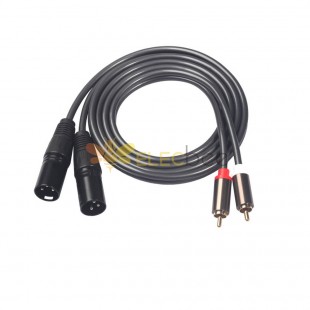 1,5 M 2RCA macho a doble XLR macho Cable 2RCA a 2XLR Cable Ofc Aux Audio Cable Shiled para amplificador