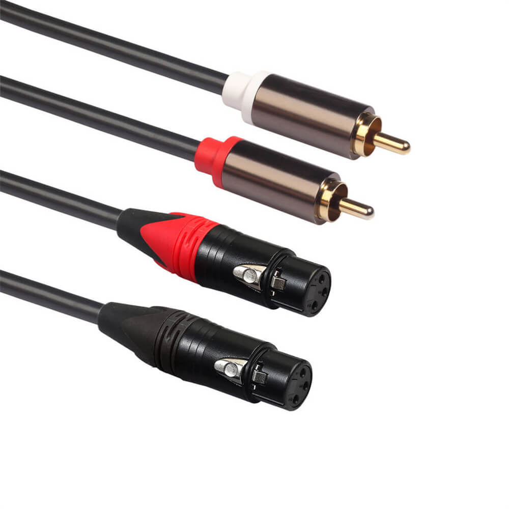 2 RCA macho para 2 XLR fêmea conexão de áudio estéreo de alta fidelidade cabo de microfone duplo XLR macho para cabo RCA duplo 1,5 m