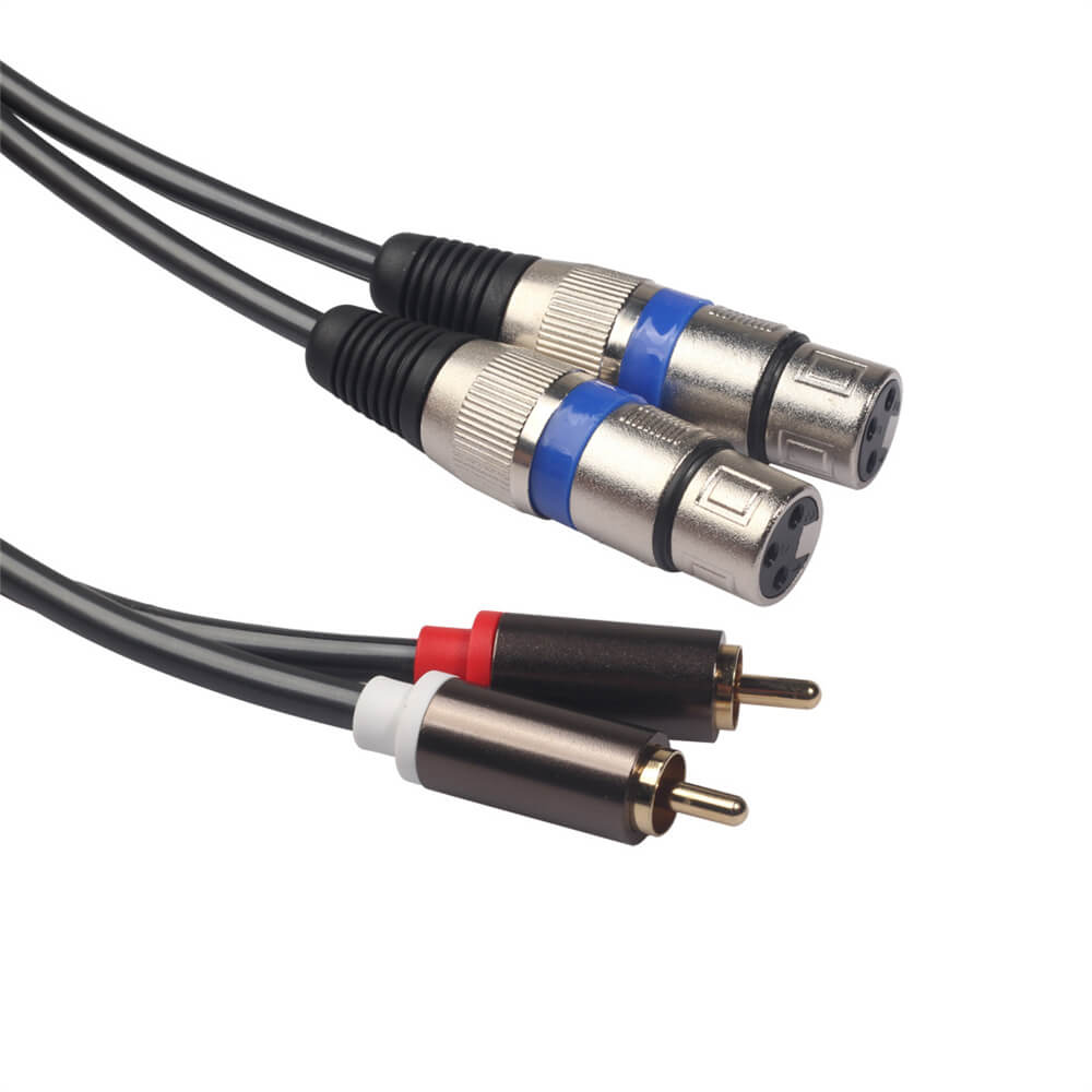 2 XLR Female Plug To 2 RCA Male Audio Cable 1.5M For Amplifier Sound Box