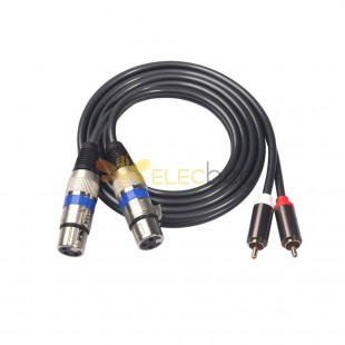 Штепсельная вилка 2 СЛР к кабелю 1.5М аудио 2 РКА мужскому для звуковой коробки усилителя