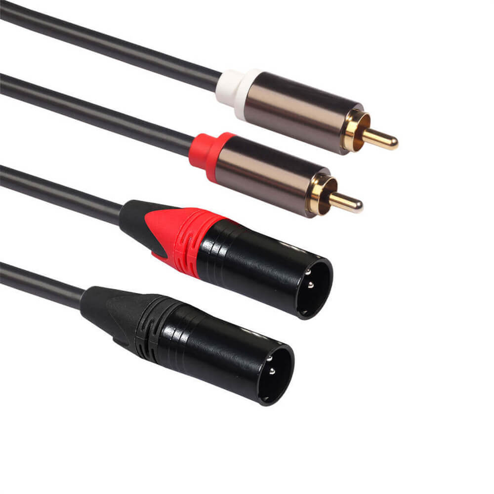 2 XLR macho a 2 RCA macho Cable de micrófono de conexión de audio estéreo Hifi Dual XLR macho a doble RCA Cable 1.5M