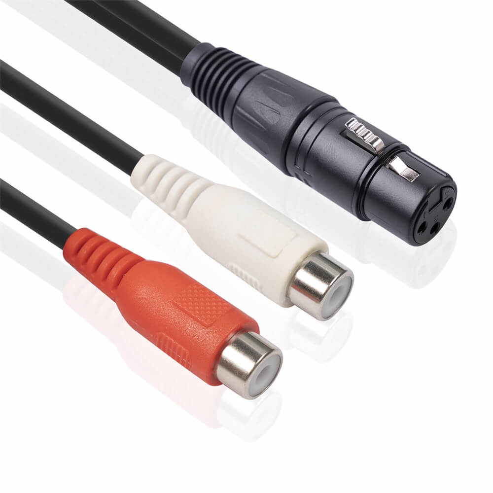 2RCA-Kabel-Buchse auf XLR-Buchse, Audio-Y-Kabel, Stereo-Audiokabel, 0,2 m