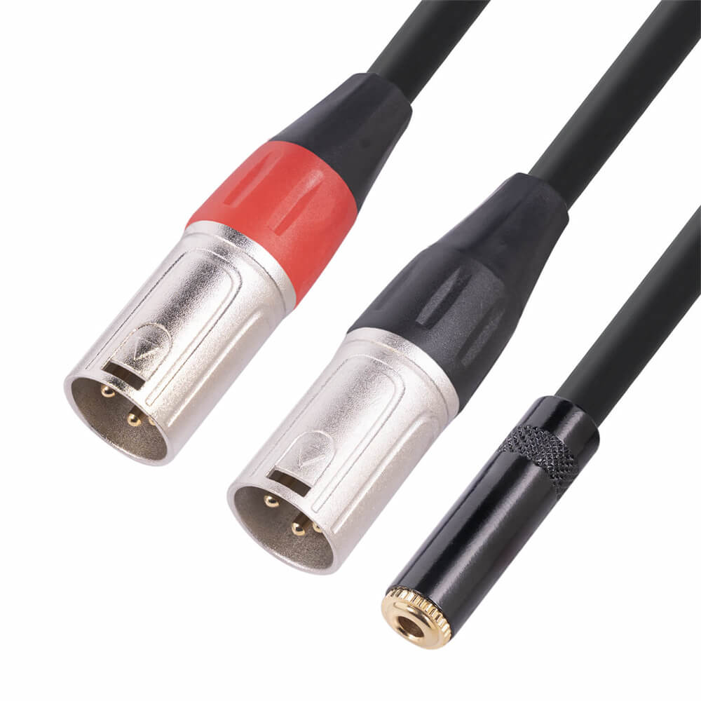 Cable de extensión de micrófono macho de 3,5 mm hembra a XLR doble de 3 pines para altavoz de audio de 0,3 m