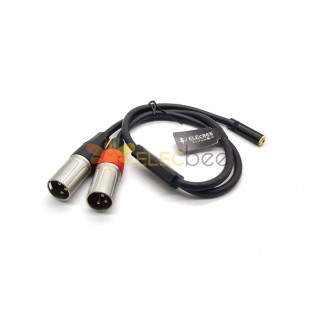 3.5Mm Female To Double XLR 3Pin Male Microphone Extension Cable For Audio Speaker 0.3M