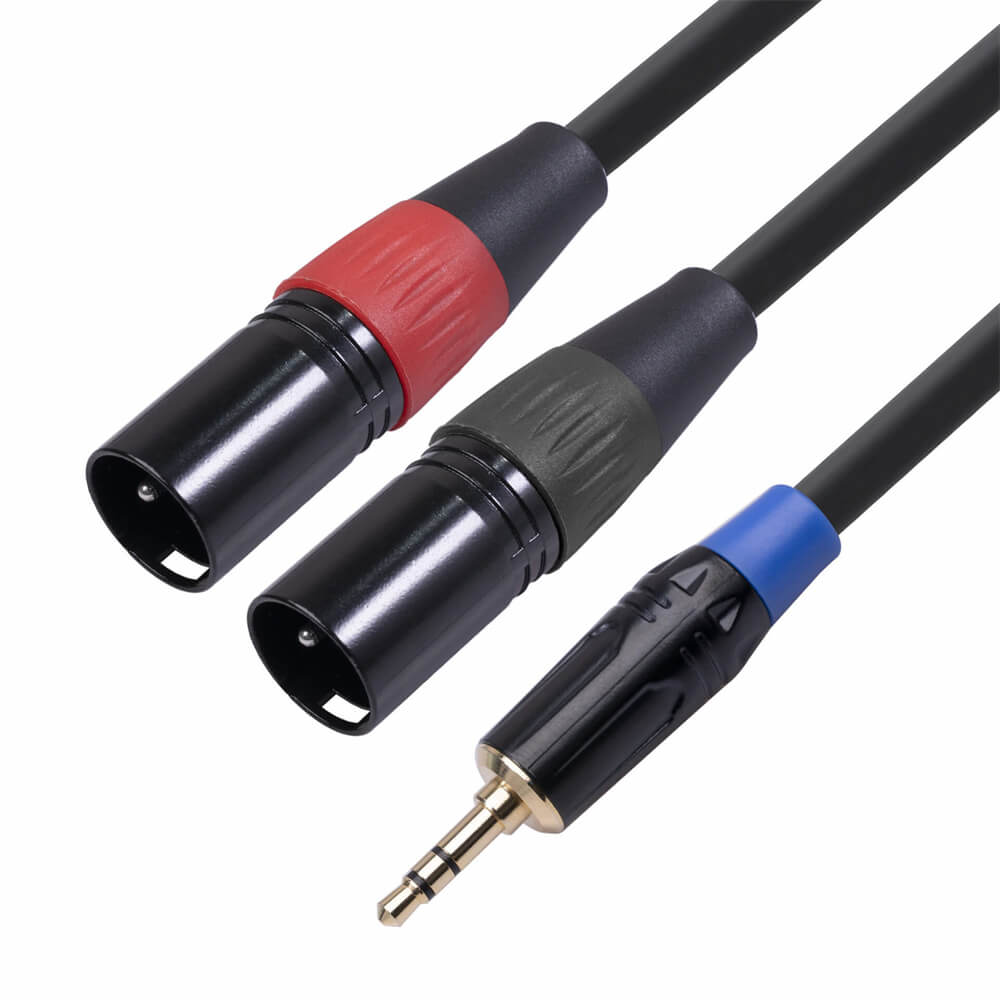 3.5Mm Mâle Trs Vers Double XLR 3 Broches Femelle Y Splitter Cord Microphone Câble XLR 1.8M