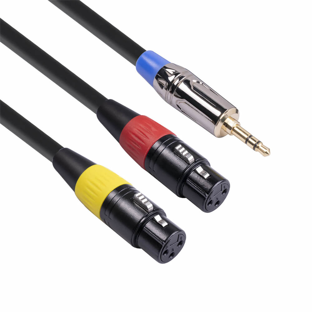 3.5Mm Trs Male To 2XLR Female 3 Pin Y Splitter Cord Microphone Cable 3M