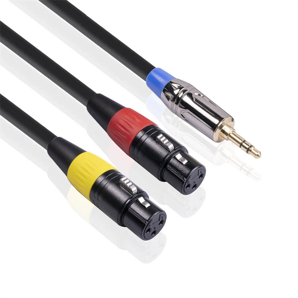3.5Mm Trs Male To 2XLR Female 3 Pin Y Splitter Cord Microphone Cable 3M