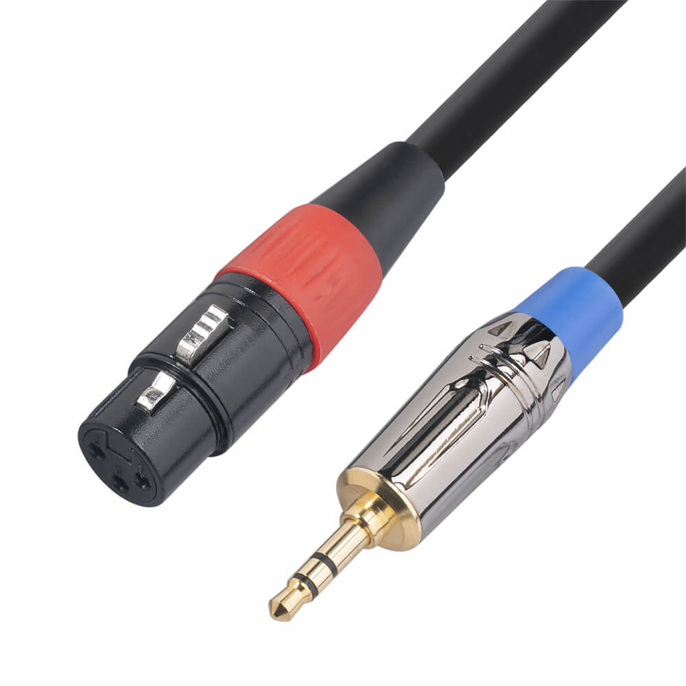 Câble adaptateur de microphone stéréo mâle 3 broches XLR femelle à 3,5 mm Cordon 1M Câble d\'extension audio professionnel