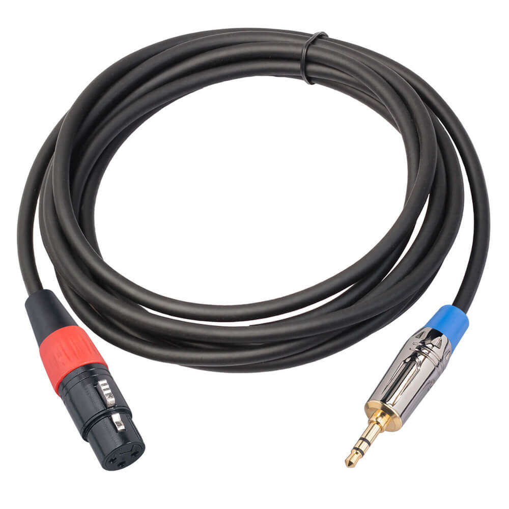 Câble adaptateur de microphone stéréo mâle 3 broches XLR femelle à 3,5 mm Cordon 1M Câble d\'extension audio professionnel