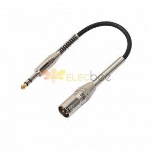 3 Pin XLR Male Jack Plug To 1/4 6.35Mm Male Plug Stereo Microphone Adapter Cable 0.3M Audio Converts Cord Wire Lines