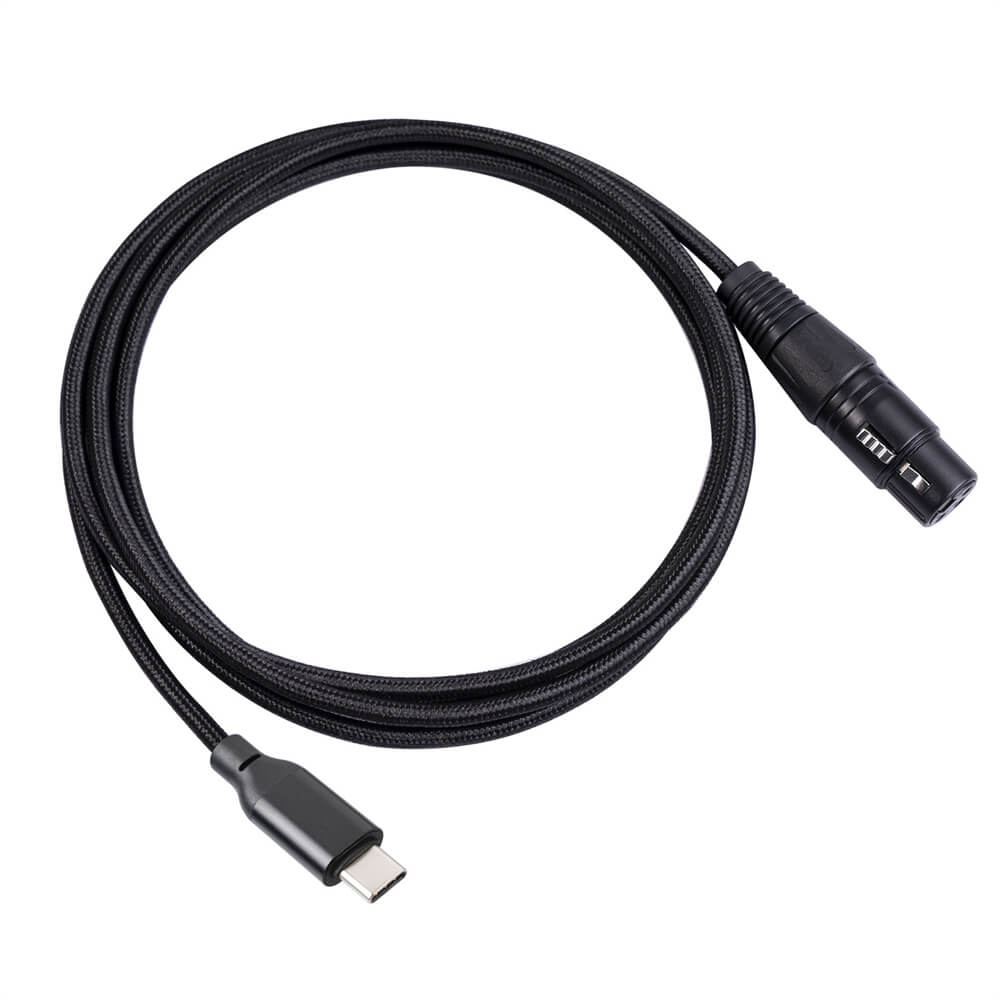 3Pin Female To Type-C Male Computer Laptop With Dynamic Coil Microphone Recording Cable 2M