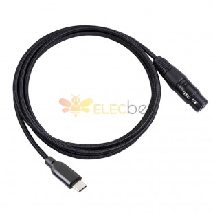 3Pin Female To Type-C Male Computer Laptop With Dynamic Coil Microphone Recording Cable 2M