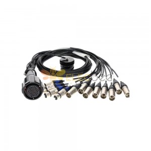 Cables de serpiente XLR de múltiples pines de audio Frmp 54 pines hembra - 8 XLR macho y 4 XLR hembra de 12 canales - Fanout digital - Pvc