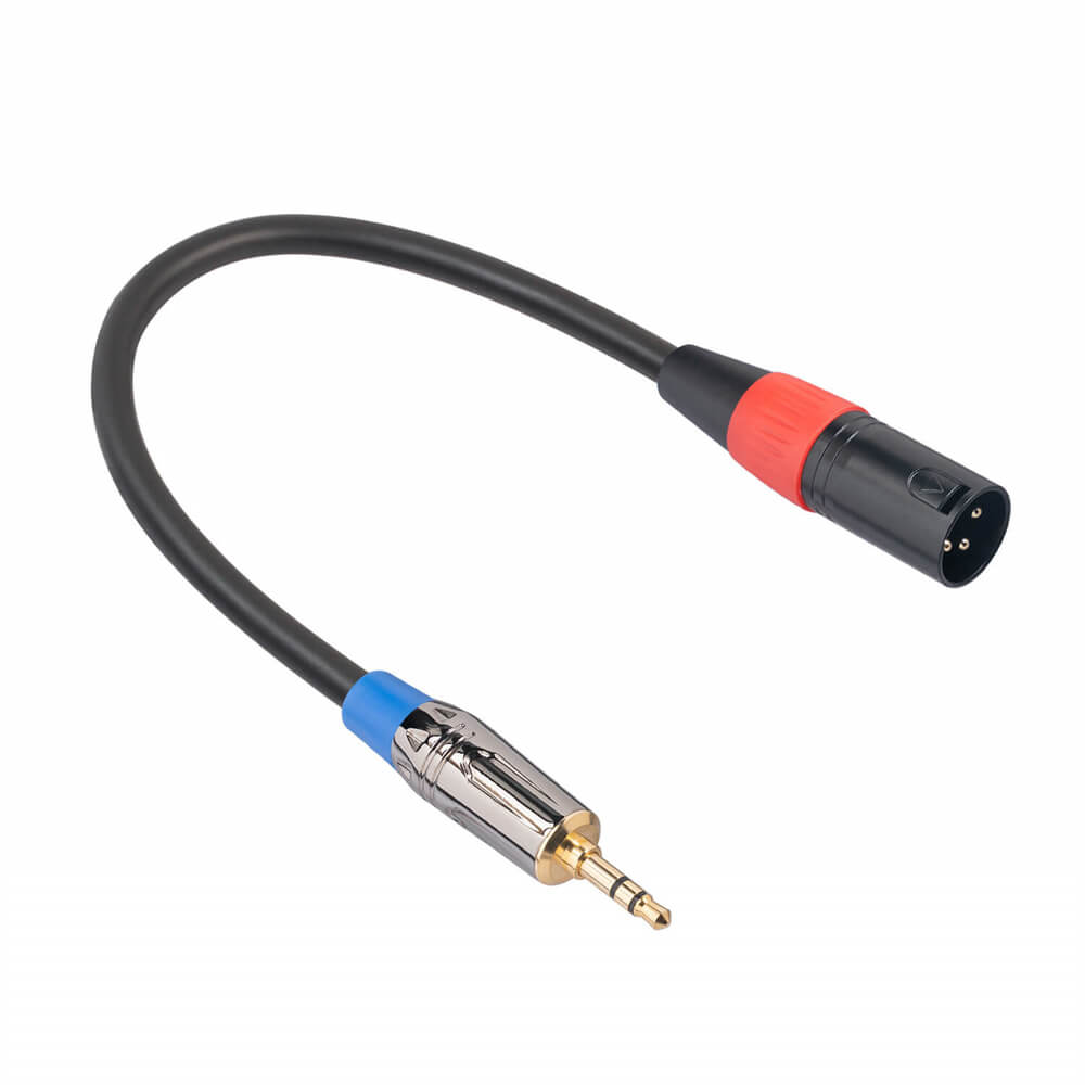 Aux-Audiokabel 3,5 mm TRS auf XLR-Kabel Stecker auf Stecker mit Geflecht für Studio 0,3 m