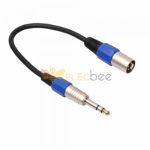 Symmetrisches Kabel 6,35 mm Stecker auf Stecker 3-poliges XLR-Trs-Kabel 0,3 m Kabel für Mikrofonplattform DJ Pro und mehr