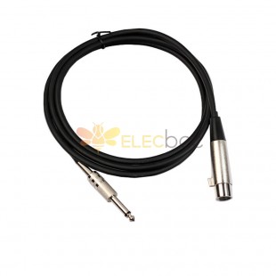 Siyah Çinko Alaşımlı Kafa XLR Mikrofon Kablosu 1M Top Çift Korumalı 6.35Mm Erkek 3 Pin XLR Dişi Kablo Konektörü 3 Pin