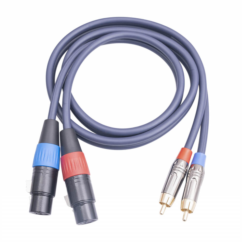 Double Shielded 2RCA Male To 2XLR Female Double Lotus To Double Canon Audio Player Amplifier Cable 1M