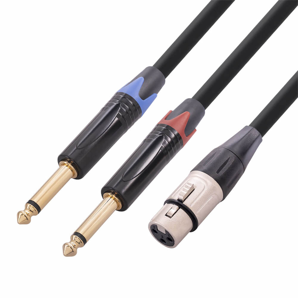 Para Mixer Player 3Pin XLR hembra a Dual 6,35 Mm macho Cable adaptador de Audio 1M