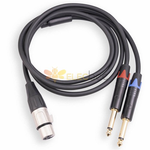 Para Mixer Player 3Pin XLR hembra a Dual 6,35 Mm macho Cable adaptador de Audio 1M