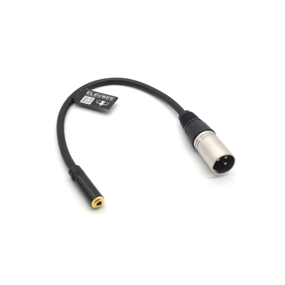 Позолоченная головка с экранированным 3,5-мм разъемом «мама» и разъемом XLR «папа» 0,3 м для микшерного микрофонного кабеля