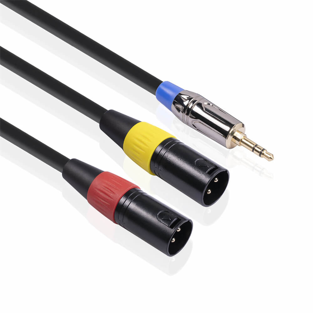 Headphone 3.5Mm Male Trs To Dual XLR 3 Pin Male Y Splitter Cord Microphone Cable 3M