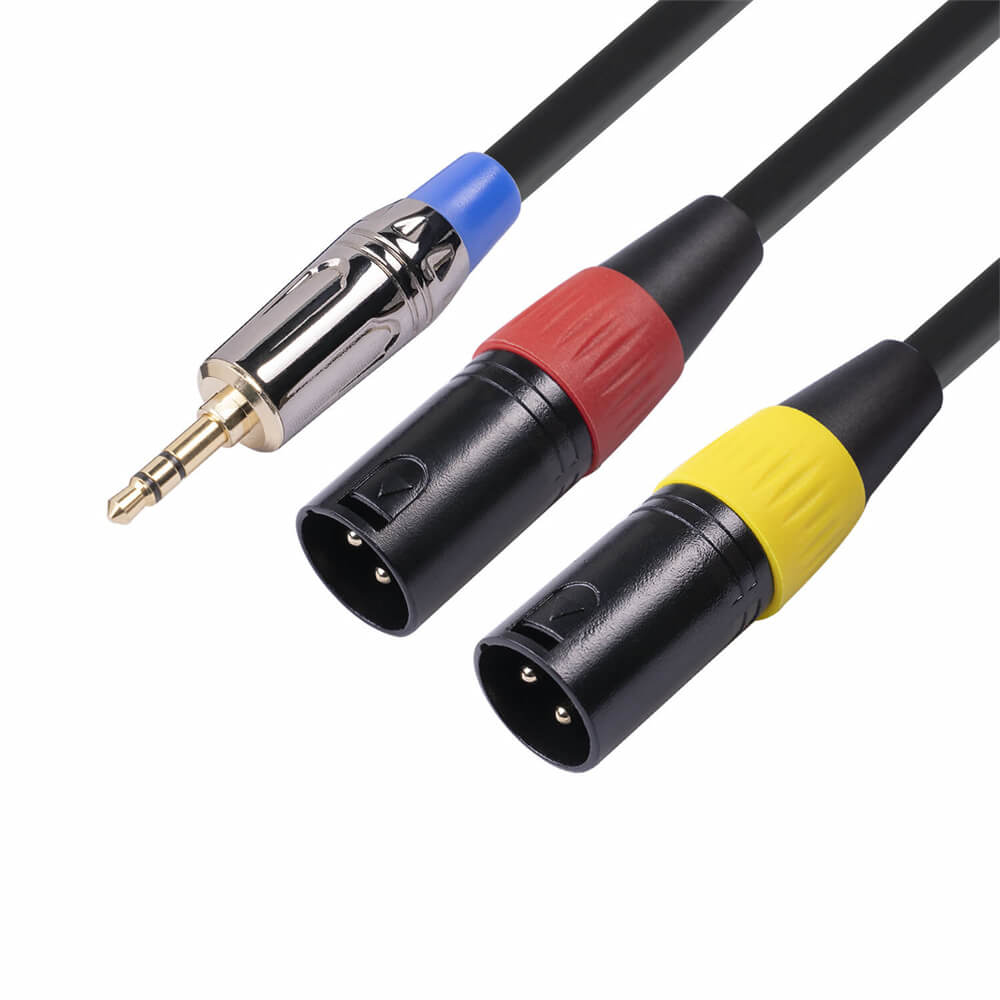 Headphone 3.5Mm Male Trs To Dual XLR 3 Pin Male Y Splitter Cord Microphone Cable 3M