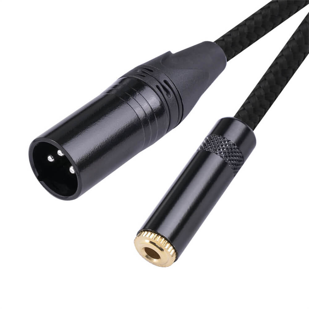 Metal 3,5 mm fêmea para XLR macho 3 pinos misturador balanceado cabo adaptador de áudio para microfone 1M