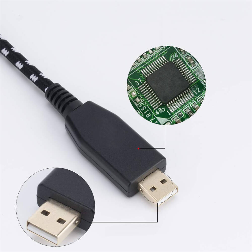 كبل USB شاحن أندرويد من النايلون المضفر وسلك شحن سريع المزامنة لوحدة تحكم PS4
