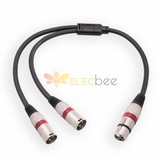 XLR 3 Pin Female To Dual Male Audio Shield Cable 0.5M
