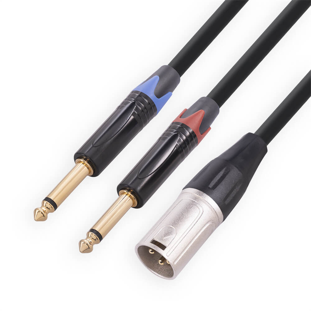 XLR Male To Dual 6.35Mm Male Stereo Mic Cable 1M