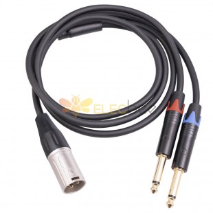 XLR Male To Dual 6.35Mm Male Stereo Mic Cable 1M
