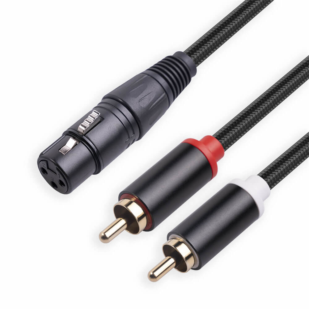 Y-Type XLR Female To Dual RCA Male 3Pin XLR Female To Double Lotus Mixer Power Amplifier Audio Cable 1 Meter