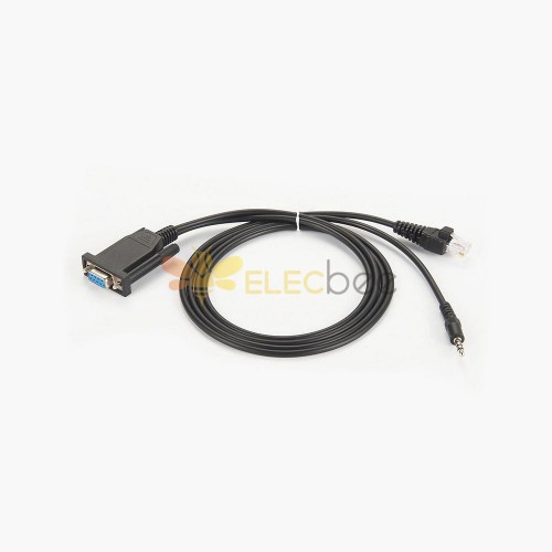 D-Sub 9Pin Female Straight Connector To RJ45 And 3.5Mm Stereo Plug With RS232 Serial Cable 1M