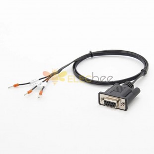 D-Sub 9Pin Female Straight Connector With Cable Single End 0.5M