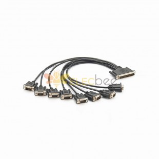 DB62 Male To 8-Port DB9 Male Connection Cable 0.5M
