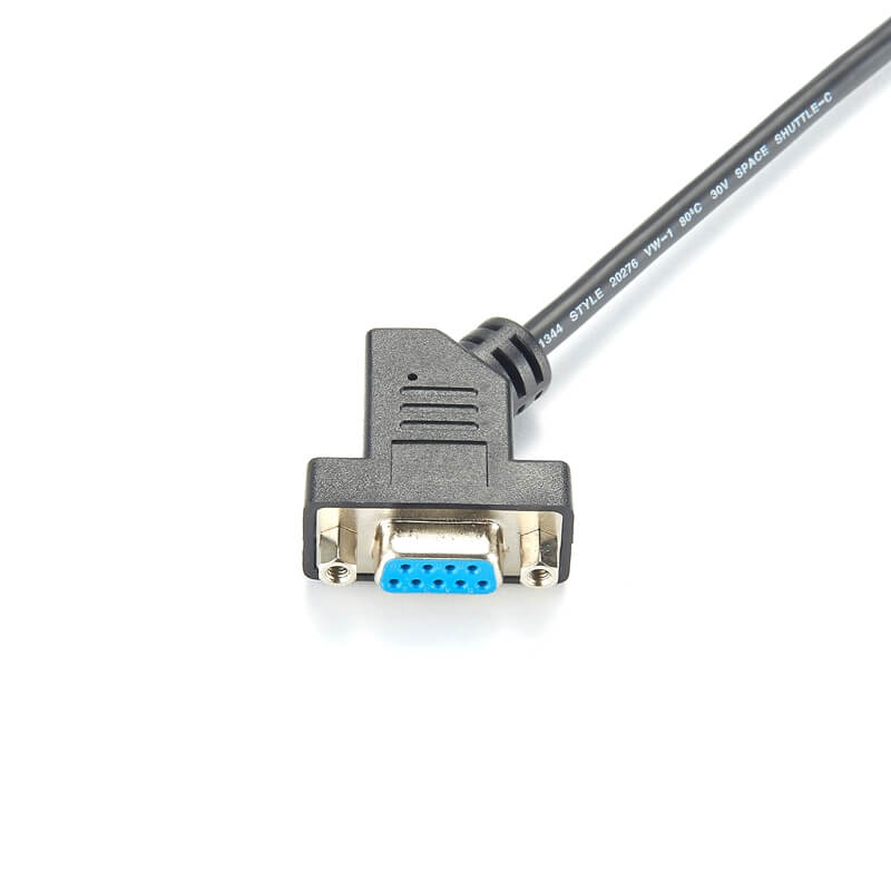 DB9 Female 45°DB9 RS232 Serial Cable Single Ended 1 Meter For Data Communication