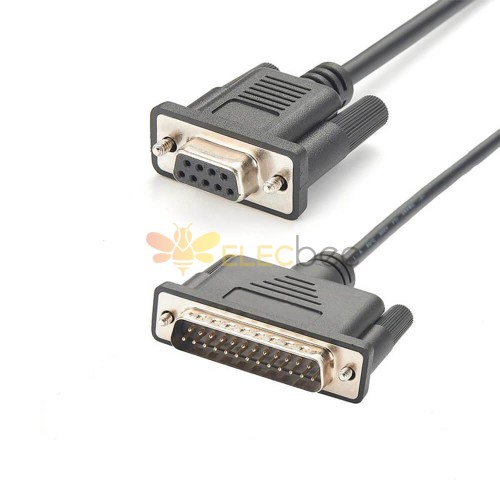 Cable de módem nulo serie DB9 hembra a DB25 macho 1M