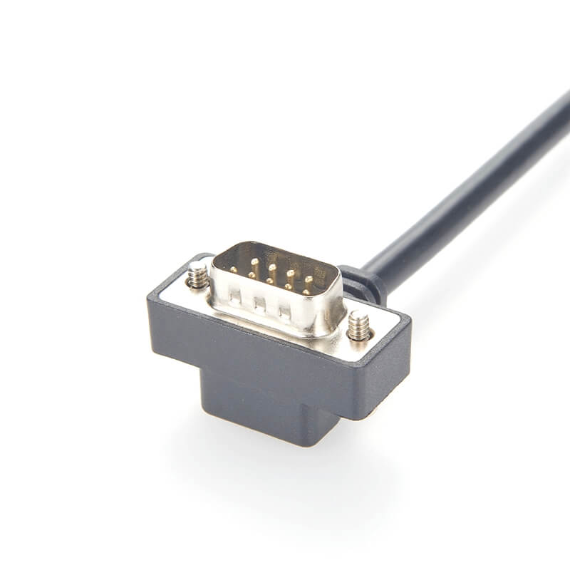 Cable serie RS232 de un solo extremo, conector macho/hembra de bajo perfil DB9 de ángulo inferior, conectores de 1 metro para módem de escáner Pos, Etc.