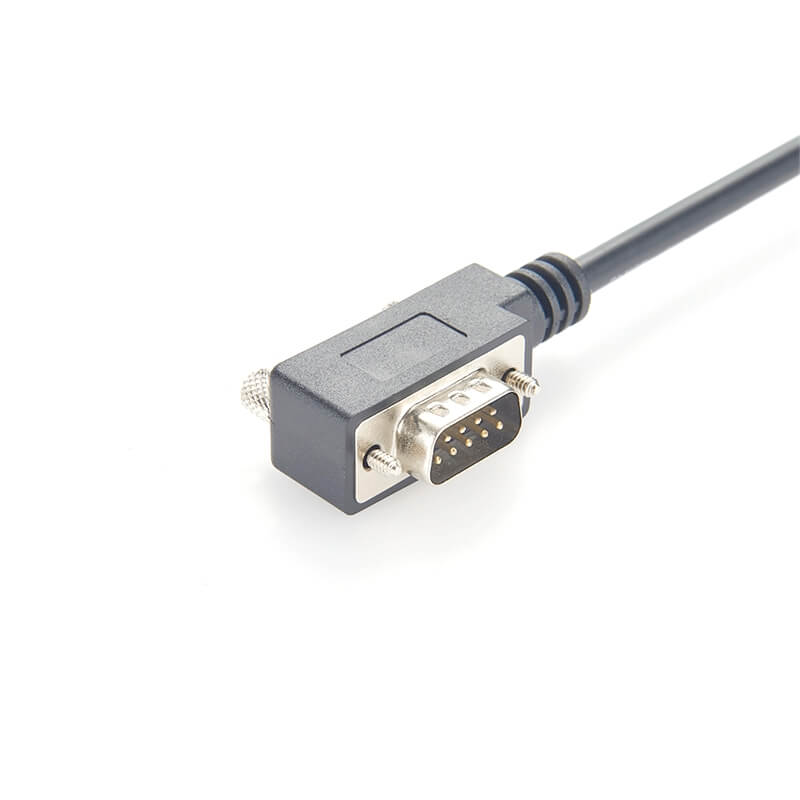 DB9 Male Right Angle Single Ended RS232 Serial Cable 1 Meter Low Profile Connectors For Pos Scanner Modem Etc