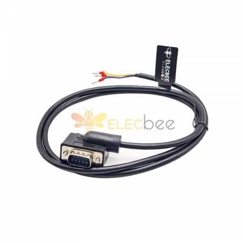 Cable serie DB9 macho de ángulo recto RS232 de un solo extremo, conectores de perfil bajo de 1 metro para módem de escáner Pos, Etc.