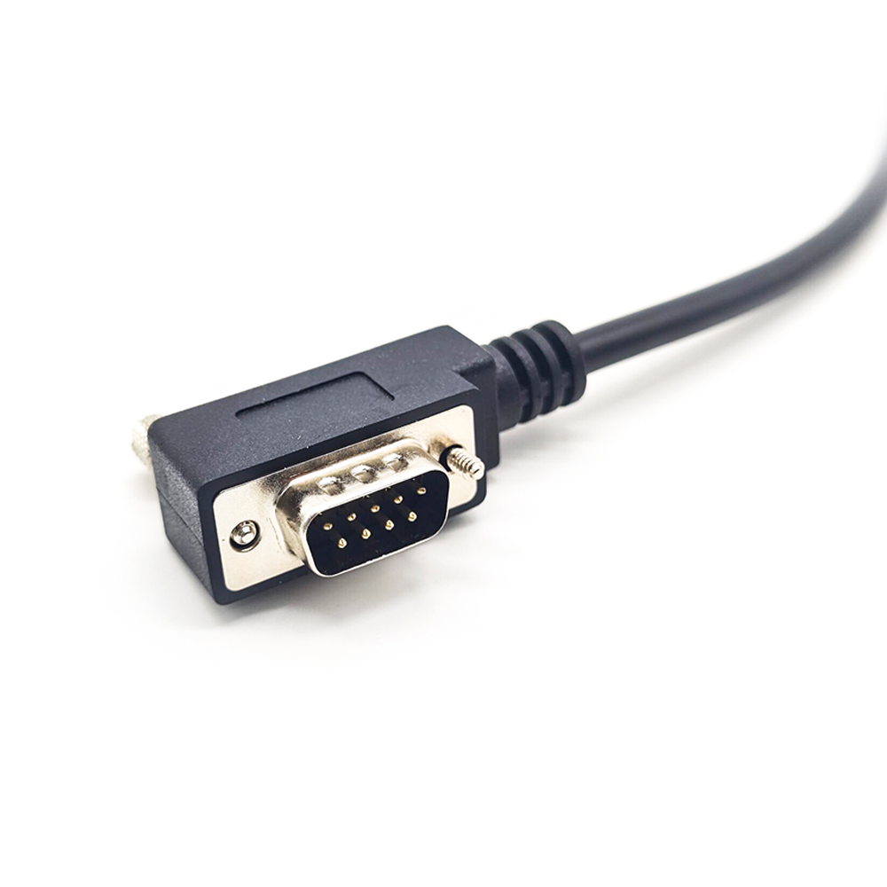 Düşük Profilli Kablo DB9 Sol Açılı DB9 Erkek RS232 Pos Tarayıcı Modem İçin Düşük Profil Konnektörlü Seri Kablo