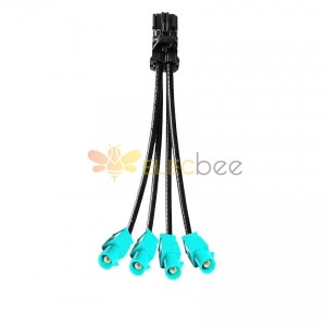 4 en 1 Mini FAKRA Straight A Code Hembra a Fakra SMB Z Code Straight Male Vehicle Cable Extension 50cm