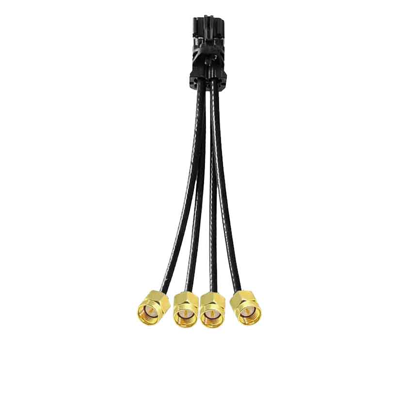 4 in 1 Mini FAKRA Straight A Code Female to SMA Straight Male Gold Plated Vehicle Cable Extension 50cm