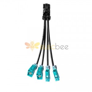 4 in 1 Mini FAKRA Straight A Code Female to Waterproof Z Code Fakra SMB Jack Straight Vehicle Cable Extension 50cm TE Connectivity