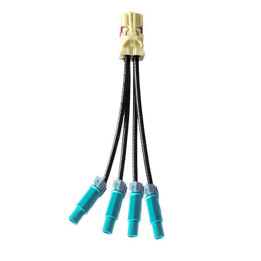 4 in 1 Mini FAKRA Straight B Code Female to Fakra SMB Waterproof Z Code Male Vehicle Cable Extension 50cm