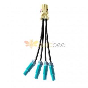 4 in 1 Mini FAKRA Straight B Code Female to Fakra SMB Waterproof Z Code Male Vehicle Cable Extension 50cm