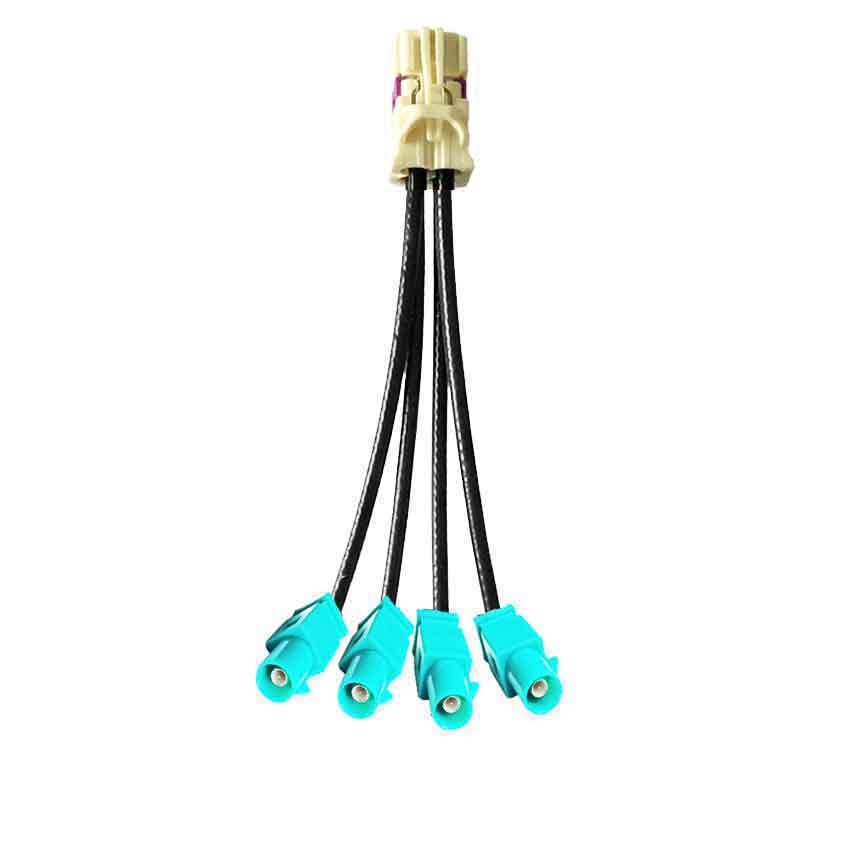 4 in 1 Mini FAKRA Straight B Code Female to Fakra SMB Z Code Straight Male Vehicle Cable Extension 50cm